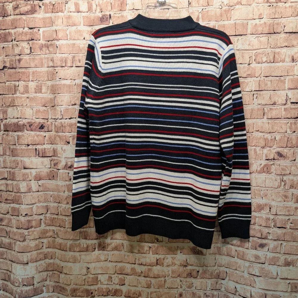 EWM Sweater 100% Acrylic Red/White/Blue Stripes Size Large 18-20 - Picture 5 of 10